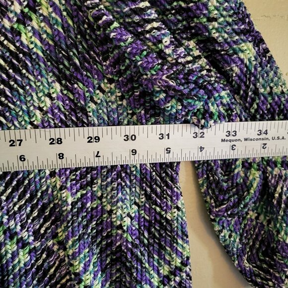 Catherine's Cardigan Women's Plus Size 2X Purple Green Open Knit Stretchy Office - Picture 8 of 9